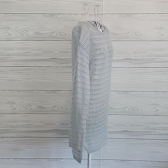 Frenchi Crocheted Knit Pullover Sweater Light Blue Grey Womens Size S - Picture 4 of 10